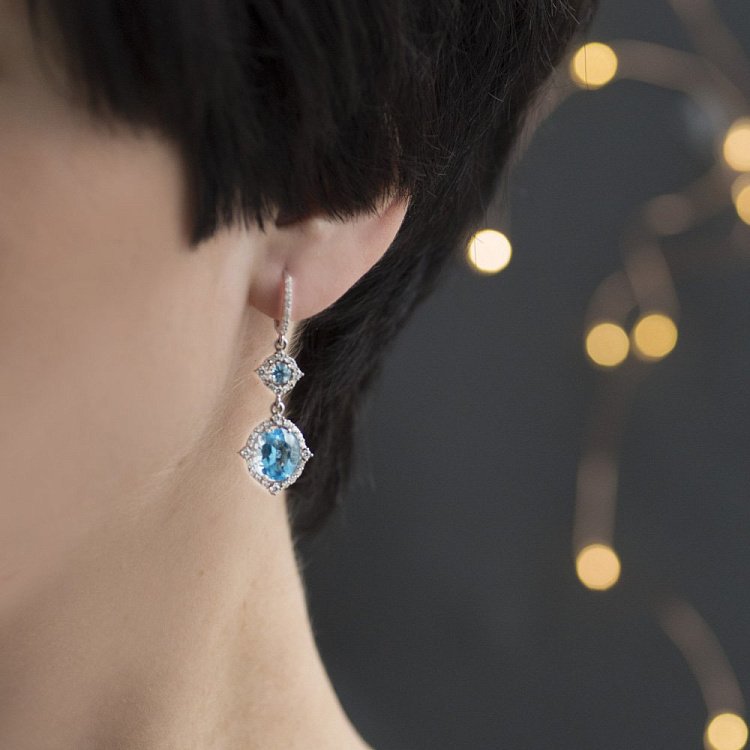 Золоті сережки з топазами і фіанітами 14050624 від ювелірного магазину Онікс