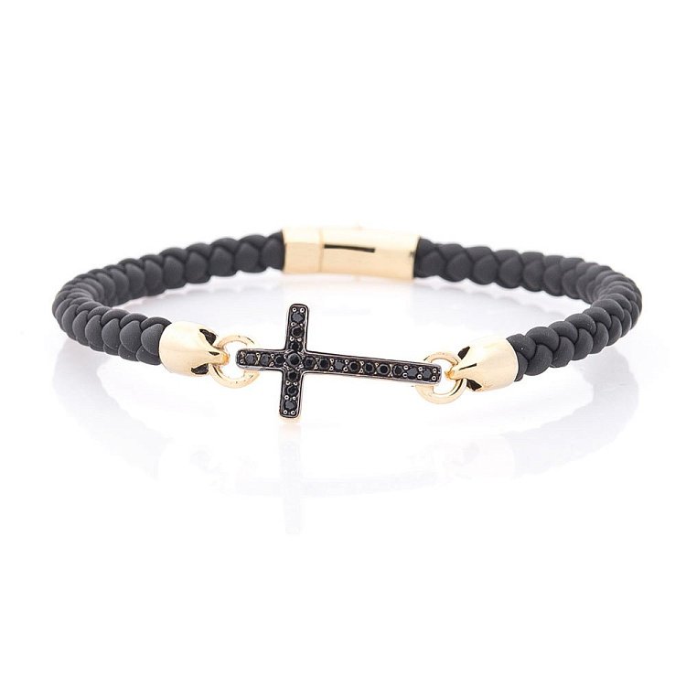 Каучуковый браслет "Крестик" с фианитами б03997 от ювелирного магазина Оникс