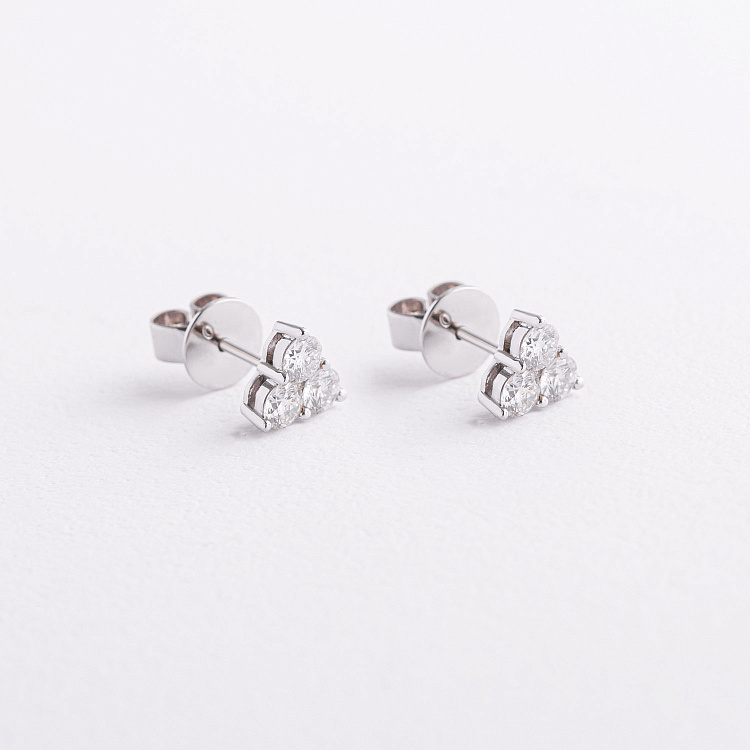 Золотые серьги - пусеты с бриллиантами сб0679mi от ювелирного магазина Оникс - 1