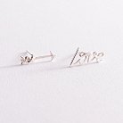 Серьги - пусеты "Love" в серебре 123063 от ювелирного магазина Оникс - 2