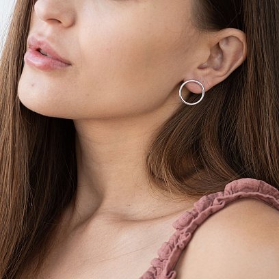 Сережки - пусети Великий кругообіг в сріблі 1.9 см 122547 №4