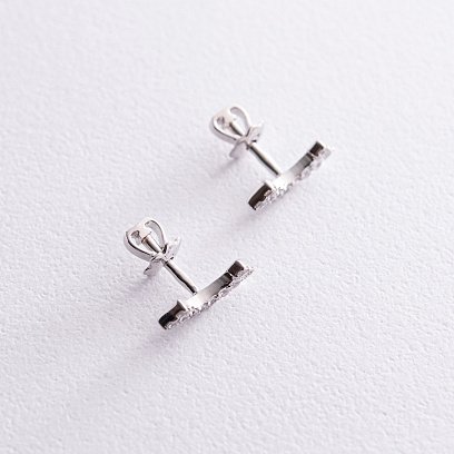 Срібні сережки - пусети "Smile" з фіанітами 902-01085 №5