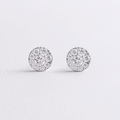 Золотые серьги - пусеты с бриллиантами 344901121 №2