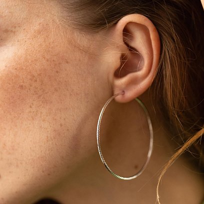 Серьги - кольца в белом золоте (5.4 см) с08599 №3