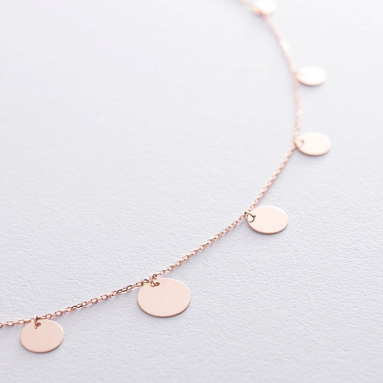 Колье "Монетки" в красном золоте кол01459 - 3 Колье "Монетки" в красном золоте кол01459 от ювелирного магазина Оникс - 3