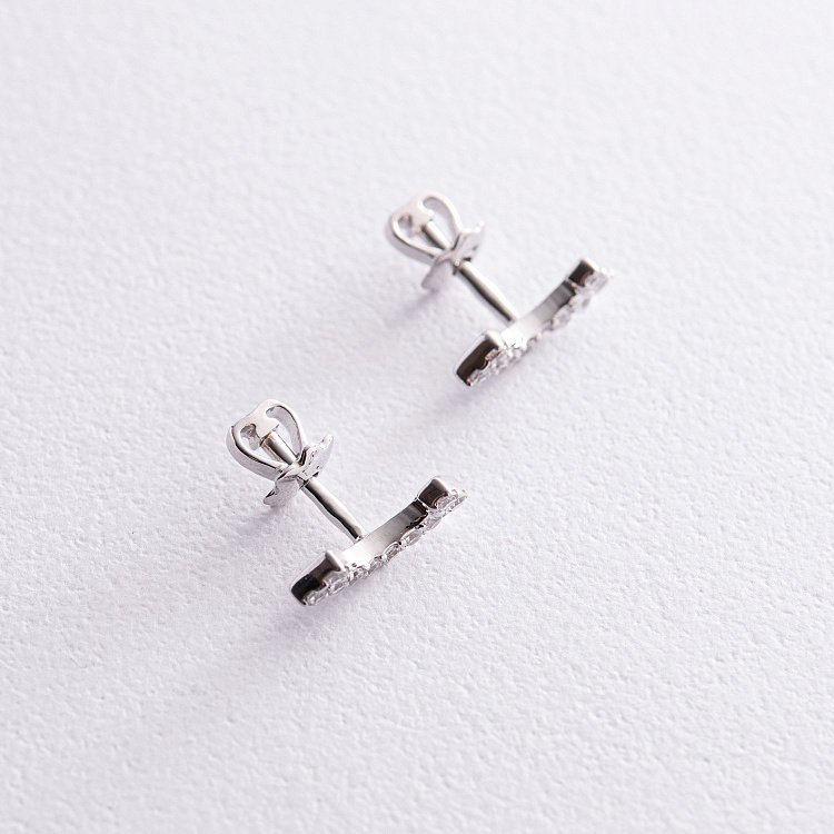 Срібні сережки - пусети "Smile" з фіанітами 902-01085 від ювелірного магазину Онікс - 4