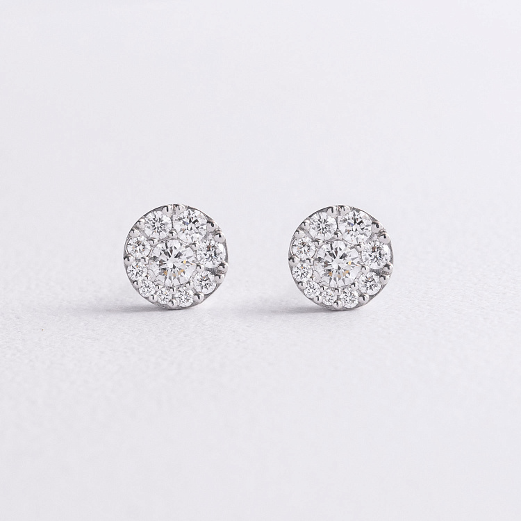 Золотые серьги - пусеты с бриллиантами 344901121 от ювелирного магазина Оникс - 1