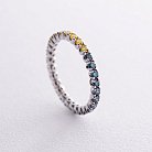 Золота каблучка з доріжкою каменів (сині та жовті діаманти) к0507di от ювелирного магазина Оникс