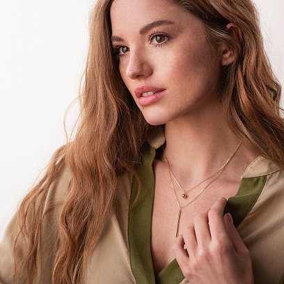 Подвійне кольє "Хлоя" з кулькою в жовтому золоті кол01891 №3