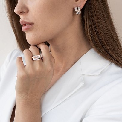 Золотые серьги с фианитами с06271 №2