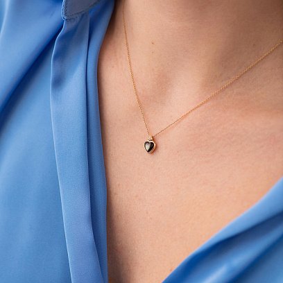 Золоте кольє "Сердечко" з діамантами та перламутром колб0102sc №6