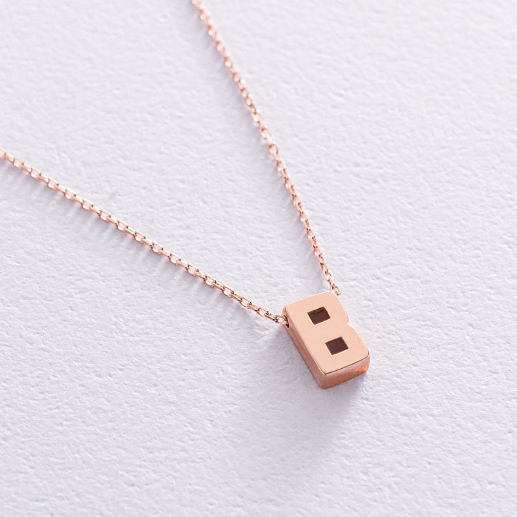 Кольє з буквою "В" в червоному золоті кол01256В від ювелірного магазину Онікс