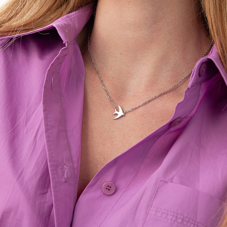 Серебряное колье "Ласточка" 1076-1 от ювелирного магазина Оникс - 8