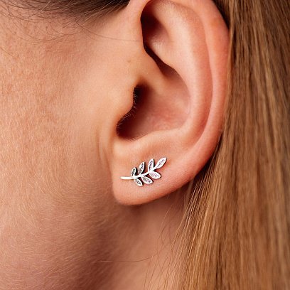 Срібні сережки - пусети "Гілочки" 122691 №3