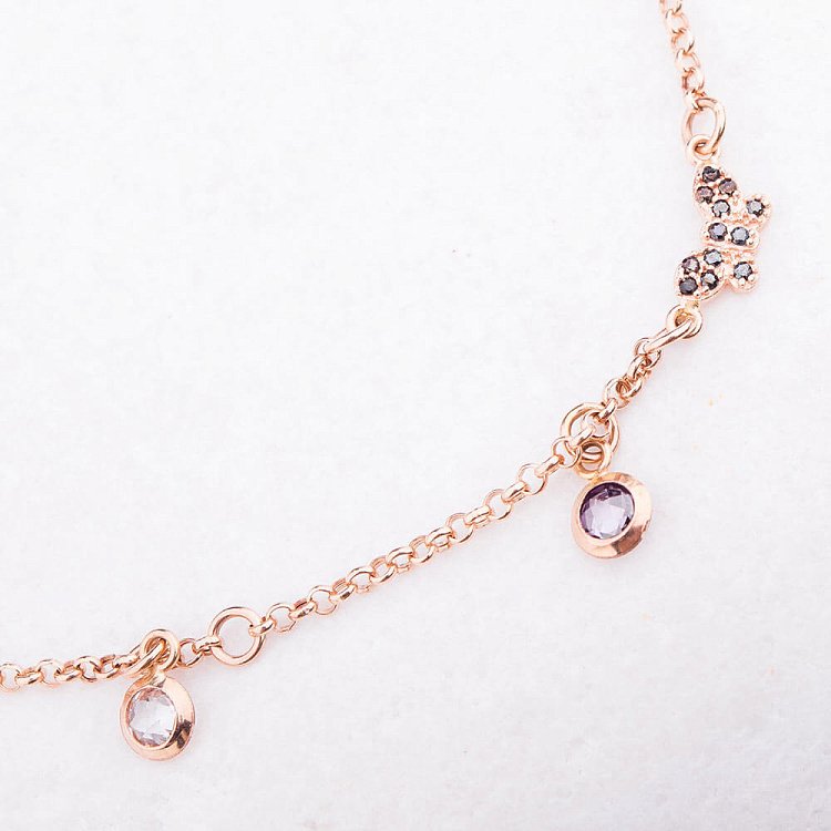 Золотий браслет на ногу з фіанітами б01891 від ювелірного магазину Онікс - 1