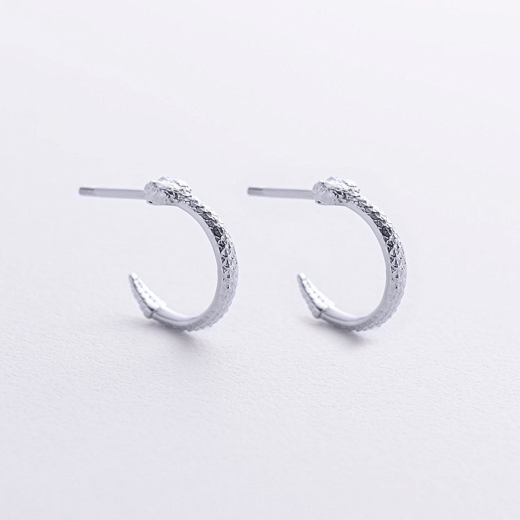 Сережки - пусети "Грумучі змії" у білому золоті с09077 від ювелірного магазину Онікс - 2