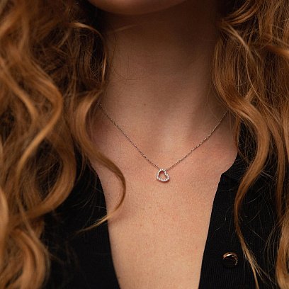 Золотое колье "Сердечко" с бриллиантами колб0087ca №6