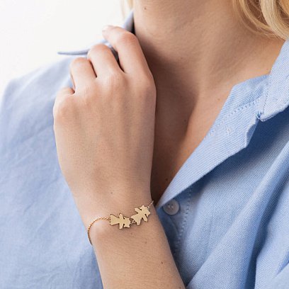 Браслет "Две девочки" в желтом золоте (возможна гравировка) з2088ж №4