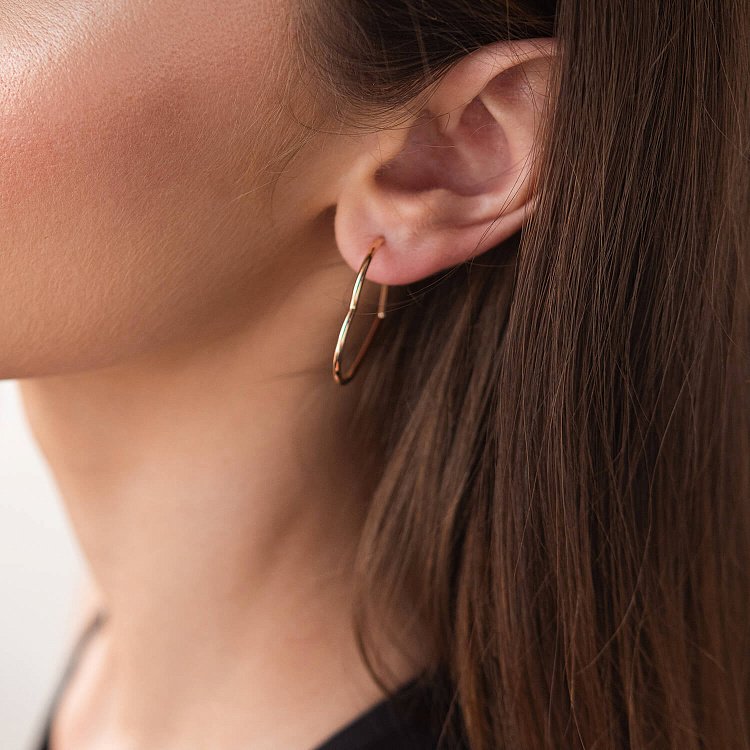 Золотые серьги - пусеты "Сердечки" с07961 от ювелирного магазина Оникс - 2