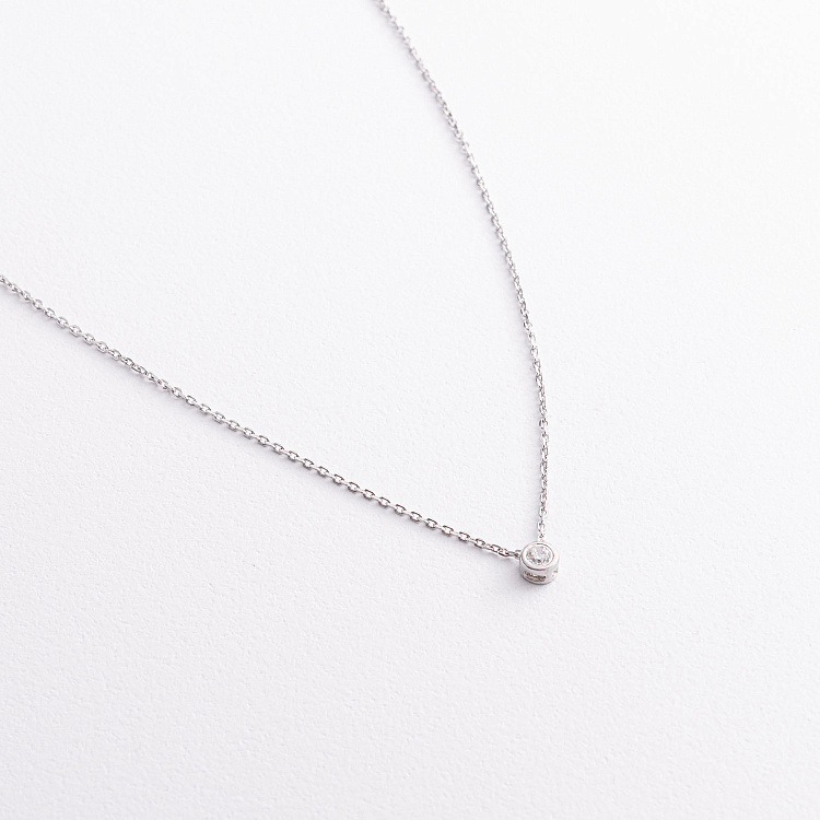 Серебряное колье с фианитом 908-00971 от ювелирного магазина Оникс - 1