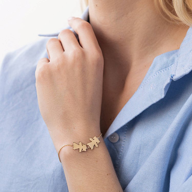 Браслет "Две девочки" в желтом золоте (возможна гравировка) з2088ж от ювелирного магазина Оникс - 3