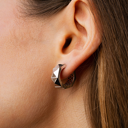 Сережки - кільця "Claire" у білому золоті с09379 №8