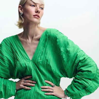 Золота каблучка зі смарагдами і діамантами кб0539cha №6