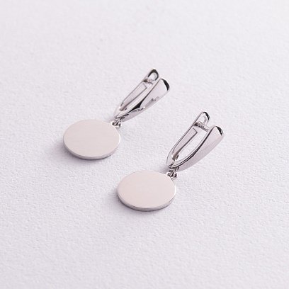 Серьги "Монетки" в белом золоте с07622 №5