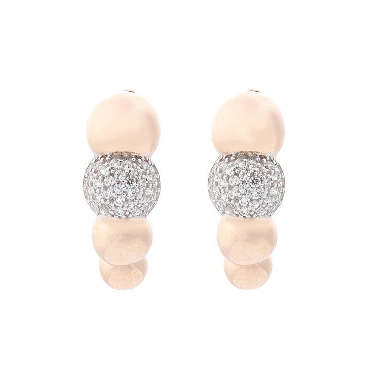 Золотые серьги "Шарики" с фианитами с05113 от ювелирного магазина Оникс