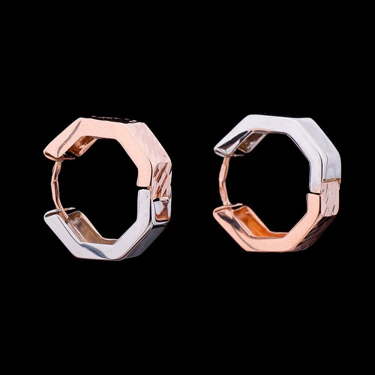 Серьги из белого и красного золота с01775 от ювелирного магазина Оникс