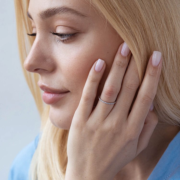 Каблучка з діамантами в білому золоті 101-10132(16) від ювелірного магазину Онікс - 5