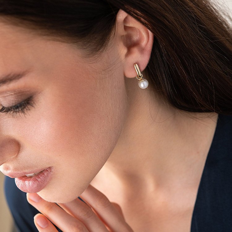 Золотые серьги с жемчугом с06940 от ювелирного магазина Оникс - 5