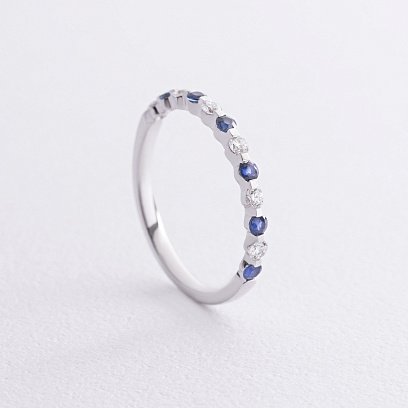 Золотое кольцо с бриллиантами и сапфирами кб0540cha