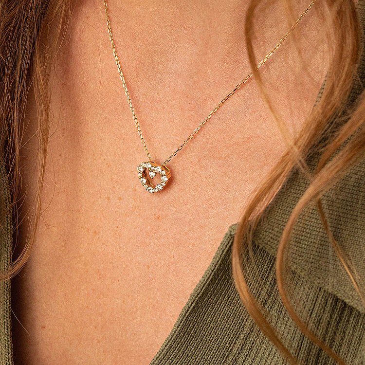 Золотое колье "Сердечко" с бриллиантами колб0083cha от ювелирного магазина Оникс - 1