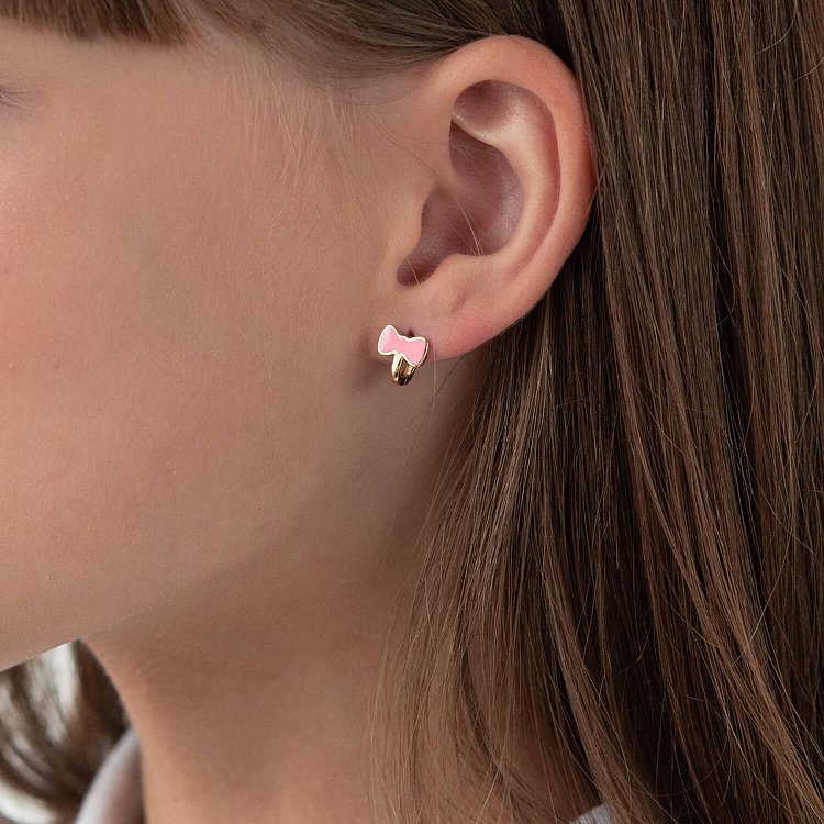 Детские сережки из золота "Бантики" с03214 от ювелирного магазина Оникс - 3