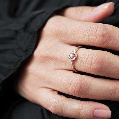 Золота каблучка з діамантами 12234аг №3