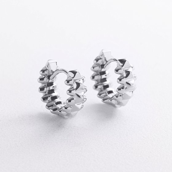 Серьги - кольца "Тереза" в белом золоте mini с09743