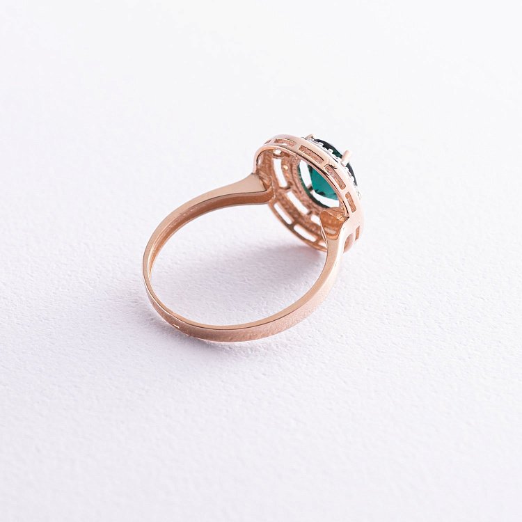 Золота каблучка (празіоліт, фіаніт) к05106 - 2 Золота каблучка (празіоліт, фіаніт) к05106 від ювелірного магазину Онікс - 2