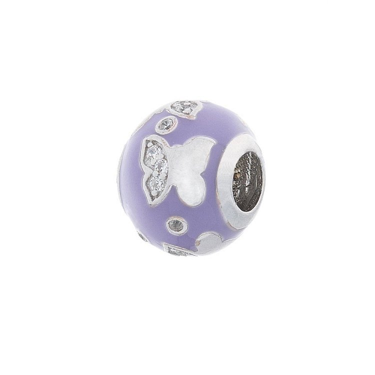 Срібний шарм "Метелики" з фіанітами і емаллю 132606 від ювелірного магазину Онікс