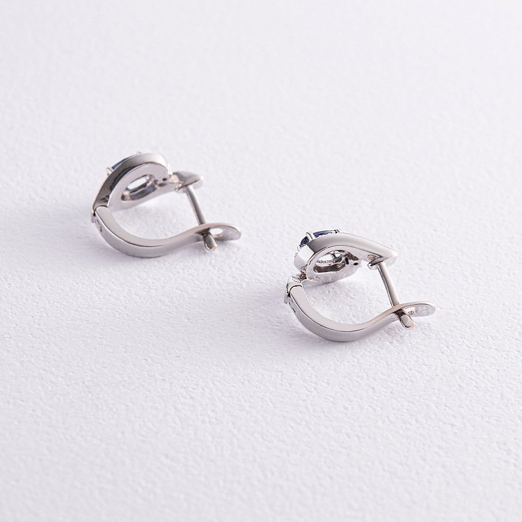 Золоті сережки з діамантами і сапфірами сб0016 від ювелірного магазину Онікс - 2