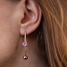 Золоті сережки "Натхнення" з рожевими фіанітами с08141 от ювелирного магазина Оникс - 4