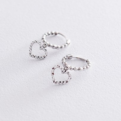Сережки "Сердечки" в білому золоті с05940 №2