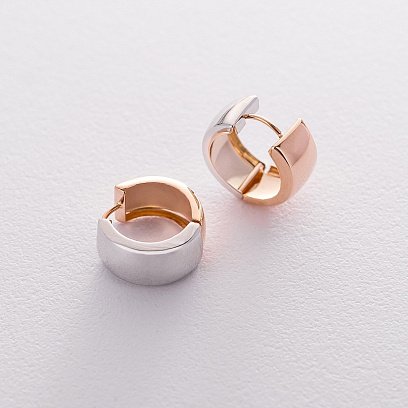 Золоті сережки - кільця без каменів с05885 №4