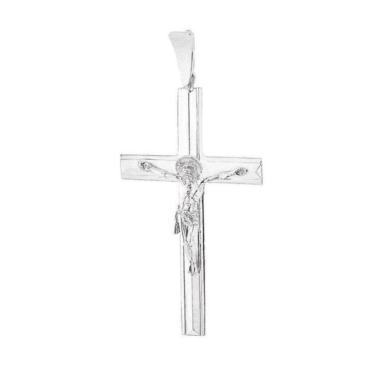 Серебряный крестик с распятием 13017 от ювелирного магазина Оникс