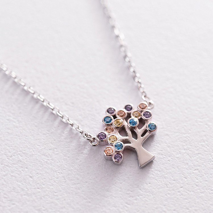 Серебряное колье "Древо жизни" с фианитами 181179 от ювелирного магазина Оникс - 3