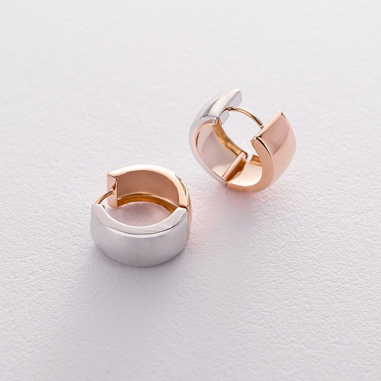 Золоті сережки - кільця без каменів с05885 від ювелірного магазину Онікс - 3