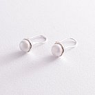 ﻿Срібні сережки - петельки з перлами 123204 от ювелирного магазина Оникс - 3