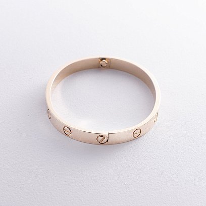 Жесткий браслет "Love" в желтом золоте б05445 №5