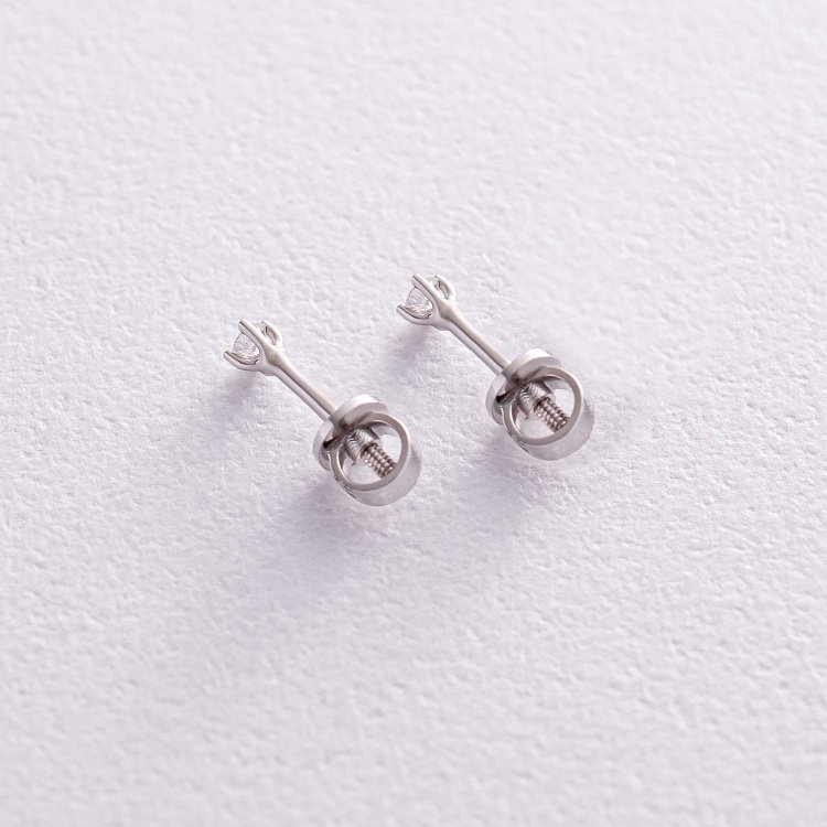 Золотые серьги - пусеты с бриллиантами 335401121 от ювелирного магазина Оникс - 3