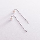 Срібні сережки - протяжки з перлами 123104 от ювелирного магазина Оникс - 4